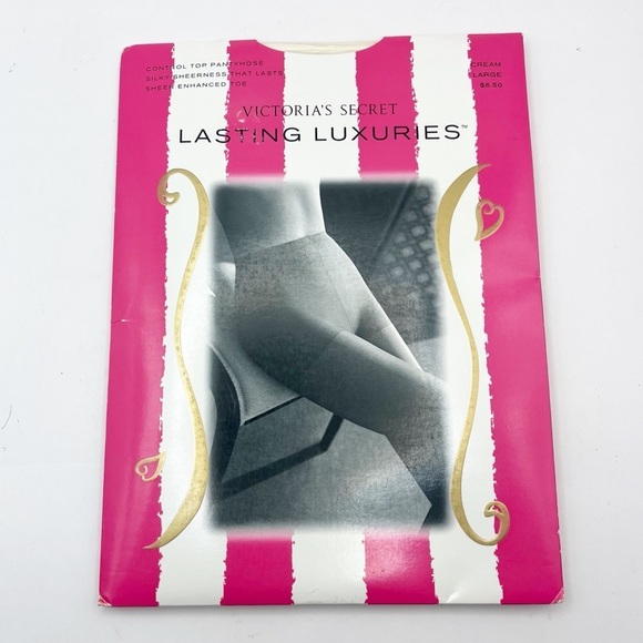 Vintage Victoria’s Secret Lasting Luxuries Cream Control Top Pantyhose Size L - Picture 1 of 6